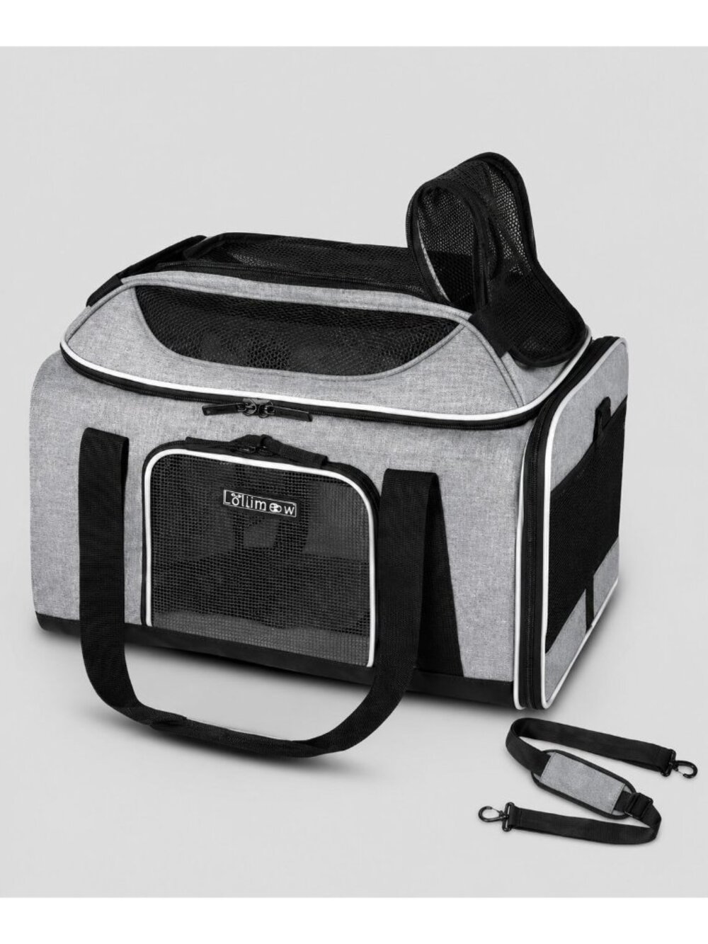 Petskd Top‑Expandable Pet Carrier – Grey – 17×11×9.5 – Airline Approved